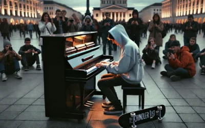 The Piano Phantom: Skateboarder in Hoodie Stuns Public with Heartfelt Rendition of Schindler’s List